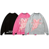 Mens Fall Outfits Love Vibe Style Couple Wear Oversize High Street Long Sleeve T-shirt