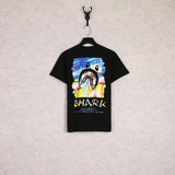 Shark Print T Shirt Summer Cartoon Loose-Fitting Casual Round-Neck Printed Short Sleeve T-Shirt