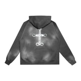 Saint Michael Hoodie Creative Printing Distressed Hoodie Casual Loose