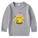 Children Pokemon Pikachu Hoodie Children's Cotton T-shirt for Spring and Autumn