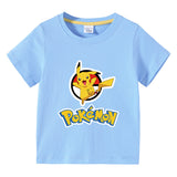 Children Pokemon Pikachu T Shirt Summer Short Sleeve T-shirt Cartoon Cotton Leisure Sports