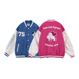 Blue Varsity Jacket Autumn Street Unisex Style Baseball Uniform Men's Bear Towel Embroidery Thread Jacket
