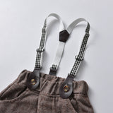 Children Boy Formal Shirt & Suspender Pants 2 Piece Set Children's Clothing Autumn Boy Long Sleeve Gentleman Suit Gown