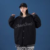 Black Varsity Jacket Autumn Neutral Men's Baseball Uniforms Jacket Coat Girls Loose Embroidery Flight Suit
