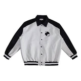 Cream Color Varsity Jacket PU Leather Jacket Coat