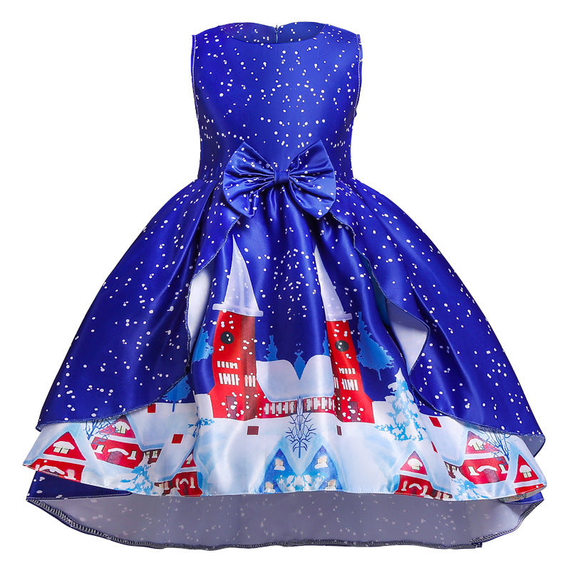 Toddler Girls Sequin Gown Dress Christmas Costume Girl's Gown Forged Cloth Dress Snowflake Princess Dress