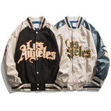 Cream Color Varsity Jacket Spring and Autumn PU Leather Stitching Baseball Uniform Jacket