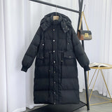 Women Winter Coats Puffer Jacket Down Coat Down Jacket Women's Mid-Length Detachable Hat White Duck Down Coat