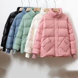 Women Winter Coats Puffer Jacket Down Coat Short Down Jacket Female Loose Fashion White Duck Down Stand Collar Coat