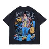Oversized 90S T Shirt Loose round Neck T-shirt Street Hip-Hop Rap Print Short Sleeve Tee Men and Women