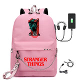 Stranger Things Hellfire Club Backpack Stranger Things Printed USB Backpack Student School Bag