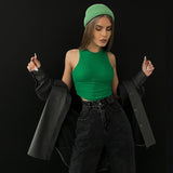 Music Festivals Rave Outfits Girls Tops Summer Women's Fashion round Neck Sleeveless Slim Fit