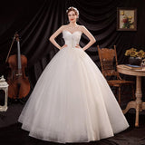 Women'S Evening Dress Ball Gown Princess Quinceanera Wedding Dresses Bow Strapless, Floor Length Tutu Princess Wedding Dress