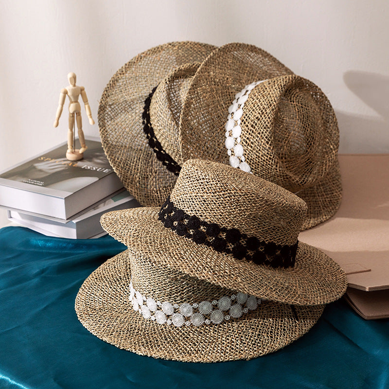 Italian Fedora Hats Summer Straw Hat Female Retro Sunshade Sun-Proof Vacation Seaside