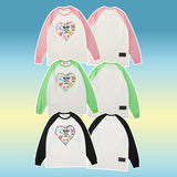 Mens Fall Outfits Long Sleeve T-shirt Autumn and Winter Loose Love Cartoon Inner Wear Blouse