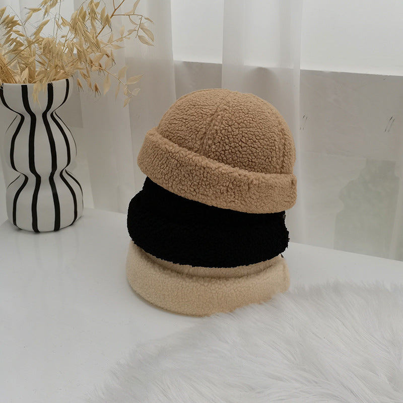 Beanies Japanese Women's Autumn and Winter Warm Lamb Wool Style Skullcap Men