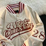 Varsity Jacket Vintage Spring and Autumn Letter Embroidered Jacket Men's Retro Street Hip Hop Loose Baseball Uniform Jacket