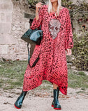 Skull Dress Spring and Summer Dress Leopard Print Skull Print Long Sleeve Dress