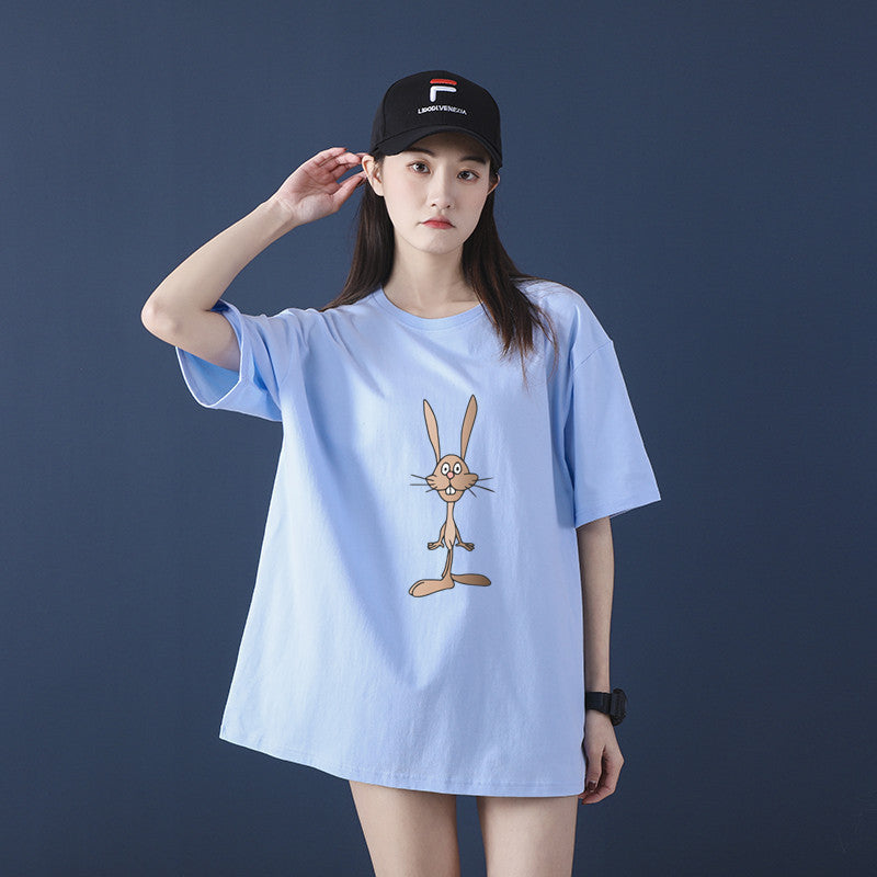 Bugs Bunny Shirt Summer Men and Women Short Sleeve T-shirt Loose Crew Neck Casual