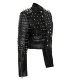Women Leather Jacket Biker Motorcycle Coat Short Motorcycle Leather Coat