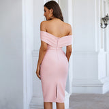 Victoria Beckham Dresses Spring Pink V-Shaped Ladies Dress