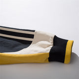 Yellow Varsity Jacket Autumn Jacket Campus Loose Striped Sleeve Men's Jacket