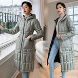 Women Winter Coats Puffer Jacket Down Coat Winter Positive and Negative Double-Sided Wear Thin Hood Warm White Duck Down