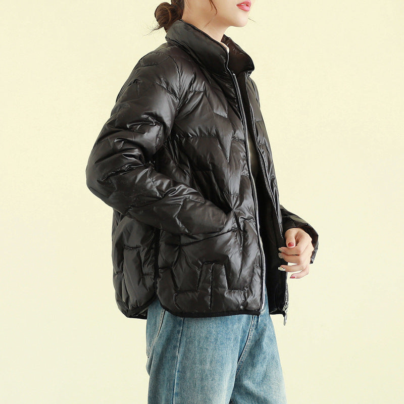 Women Winter Coats Puffer Jacket down Coat Winter Loose Zip Stand Collar Lightweight White Duck down Coat