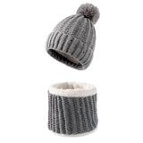 Women Winter Hats Winter Knitted Hat Set Solid Color Women plus Velvet