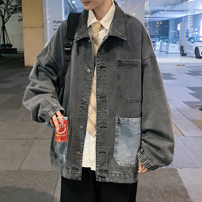 Men Denim Jacket Men's Loose Retro Jacket