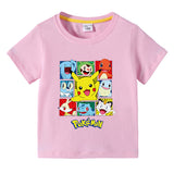 Children Pokemon Pikachu T Shirt Children's Summer Clothing Short Sleeve T-shirt Men's and Women's T-shirt