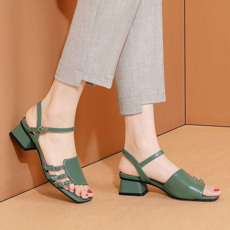 Nude Block Heel Peep Toe Sandals