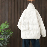 Women Winter Coats Puffer Jacket Down Coat Winter Loose Down Jacket Women Stand Collar Drawstring At Hem Down Jacket