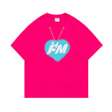 Men T-Shirt Summer Printed Necklace round Neck T-shirt Casual
