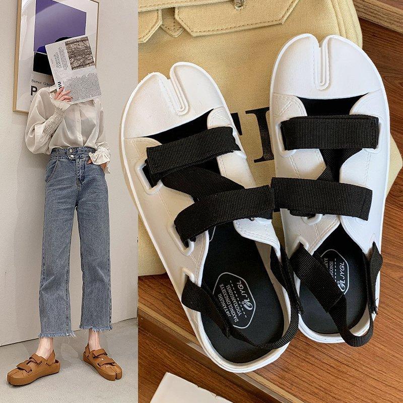 Women Open Toe Sandals Flats Round Toe Flat Bottom Casual Sandals