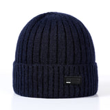 Mens Winter Hats Autumn and Winter Solid Color Outdoor Leisure Wool Hat Thickened Warm Knitted Hat