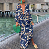 Nina Parker Graffiti Dress Long Sleeve Skirt Button Loose Dress