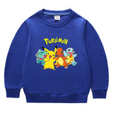 Children Pokemon Pikachu Hoodie Spring and Autumn Solid Color Cotton Sweater