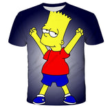 Homer Simpson Shirt Summer Cartoon Anime Print Casual round Neck Short Sleeve