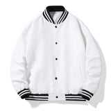 White Varsity Jacket Spring Coat Men's and Women's Couple Thin Stand Collar Jacket Baseball Uniform