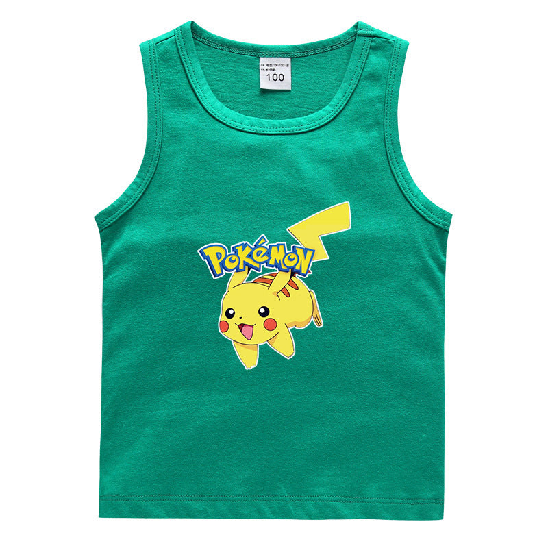 Children Pokemon Pikachu T Shirt Sweat-Absorbent Cotton Vest
