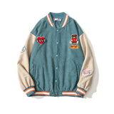 Baby Blue Varsity Jacket Spring and Autumn Corduroy Jacket Men and Women Retro Loose