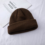 Toboggan Hat Women's Trendy Autumn and Winter Knitted Woolen Cap Winter