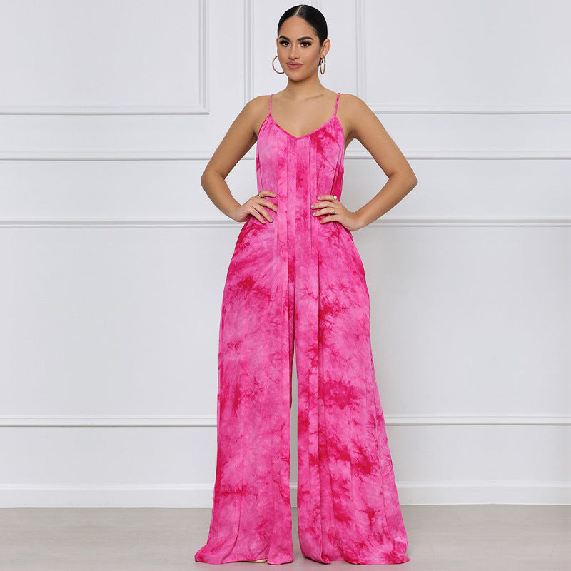 Casual Sleeveless Jumpsuit Loose Jumpsuit Wide Leg Pants Jumpsuit