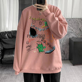 Men Sweatshirts Graffiti Printed Crew Neck Sweatshirt Men's Casual Loose