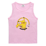 Children Pokemon Pikachu T Shirt Casual Sports Sweat-Absorbent Cotton Vest