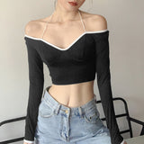 Music Festivals Rave Outfits Girls Tops Fall Women's Clothing Fashion Long Sleeve Sexy T-shirt