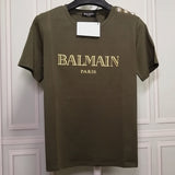 T Shirt Balmain T-shirt Short Sleeve Women's Clothing Cotton round Neck Letter Half Sleeve