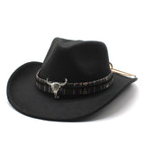 Cowboy Hats Jazz Top Hat Men and Women Autumn and Winter Felt Cap Broad-Brimmed Hat