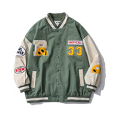 Vintage Letterman Jacket Top PU Leather Sleeve Woolen Quilted Baseball Uniform Set Embroidery Baseball Shirt